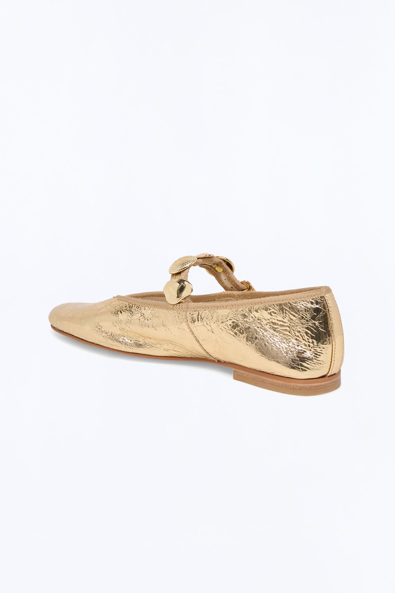 Dolce Vita Relan Distressed Leather Ballet Flats - Gold