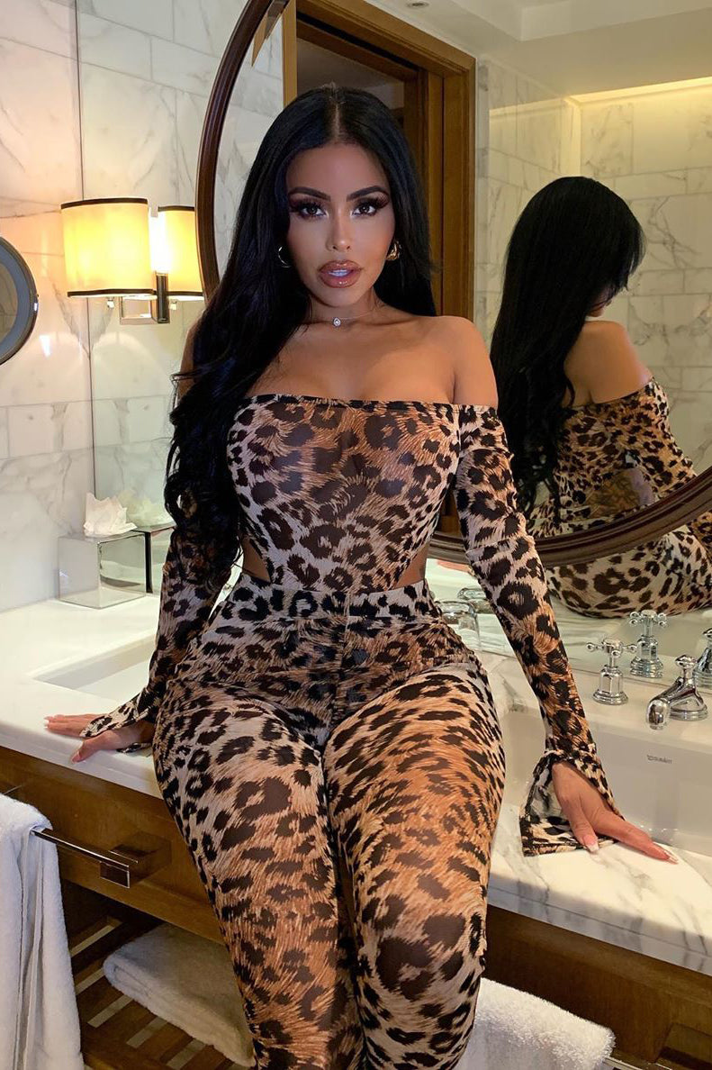 Feline Sexy Matching Set - Brown/combo