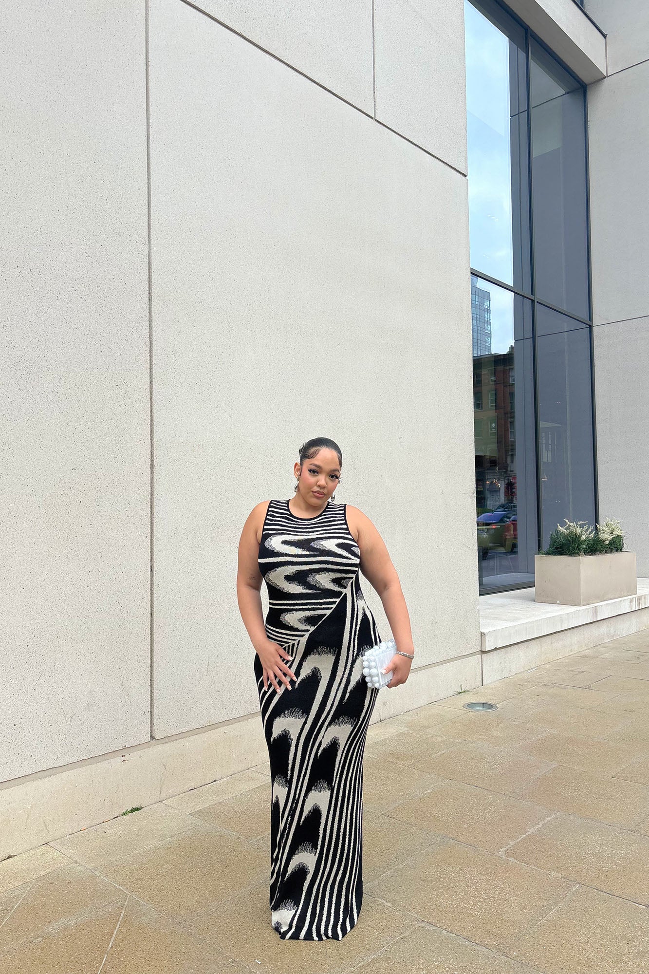 Kira Sweater Maxi Dress - Black/White