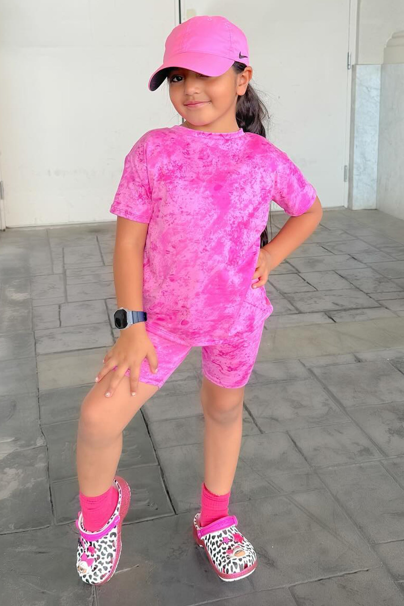Mini Chelsea Biker Short Set - Magenta
