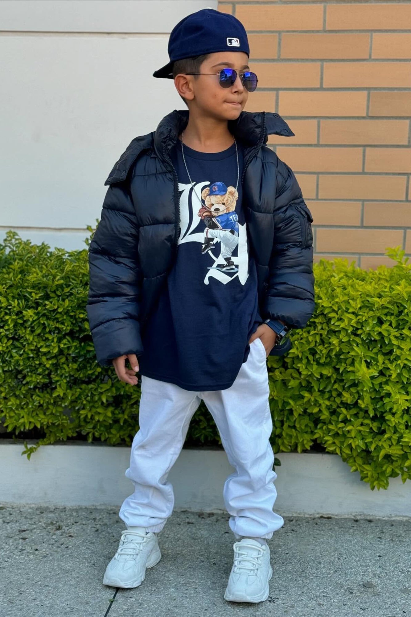 Mini L.A. Teddy Short Sleeve Tee - Navy