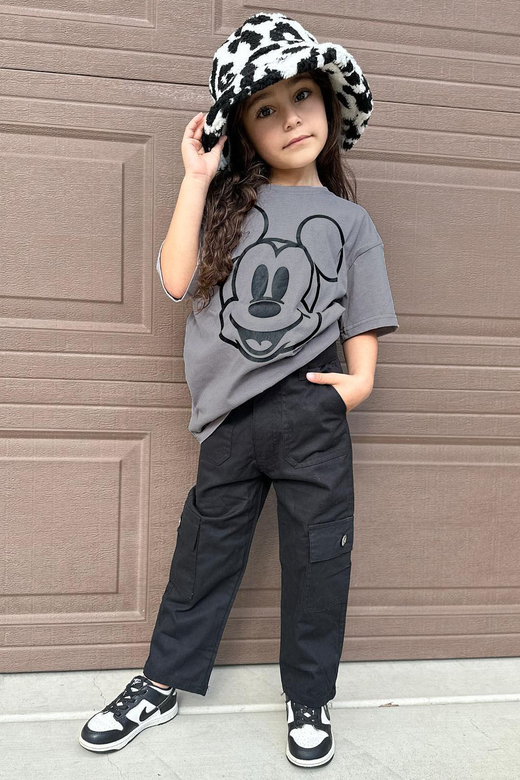 Mini Mickey Mouse Embroidered Graphic Tee - Charcoal