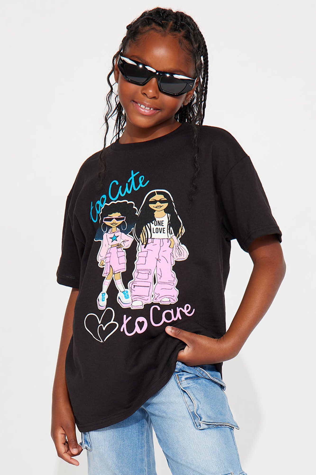 Mini Too Cute To Care Short Sleeve Tee - Black