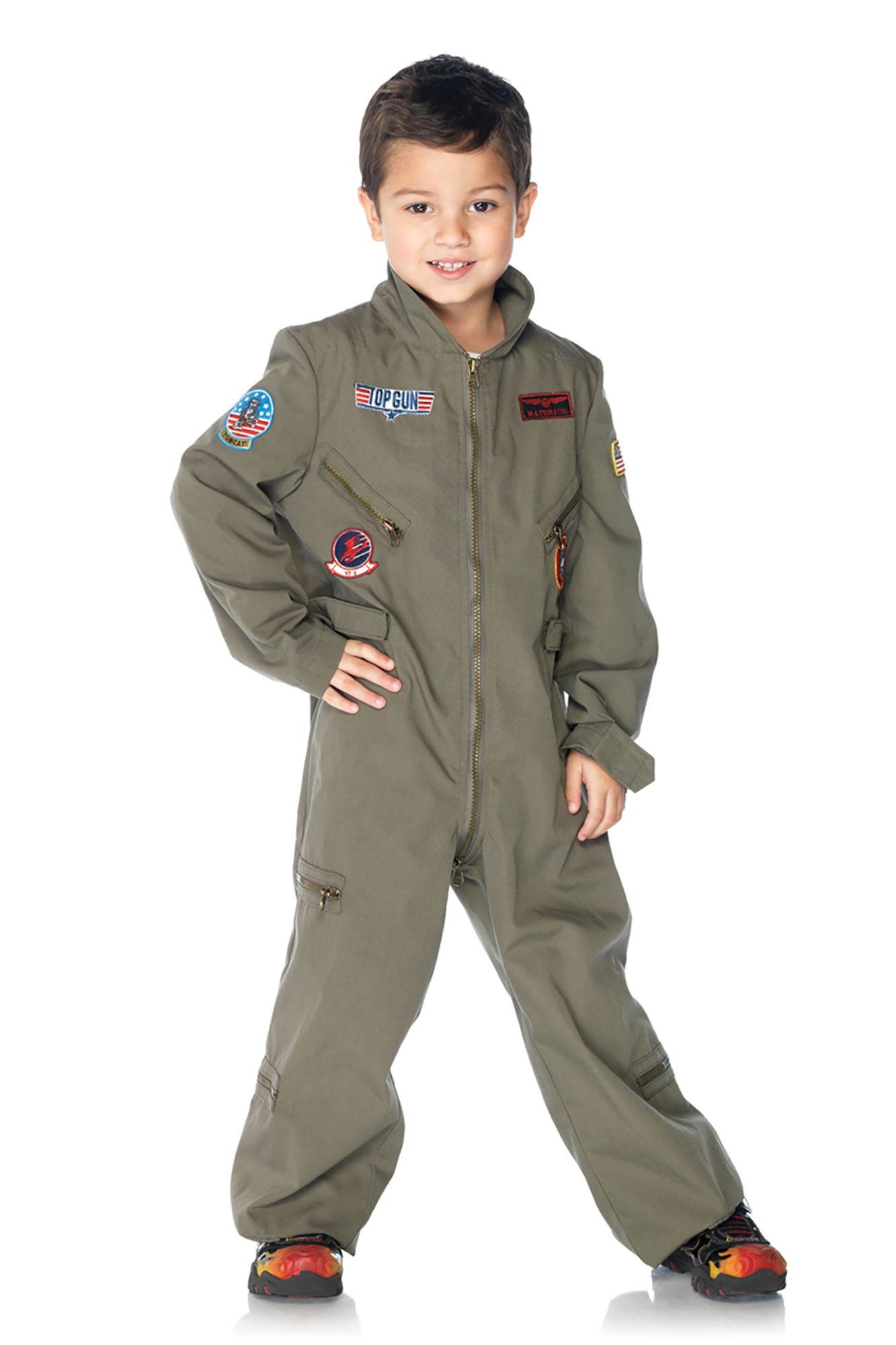Mini Top Gun Flight Jumpsuit Costume - Olive