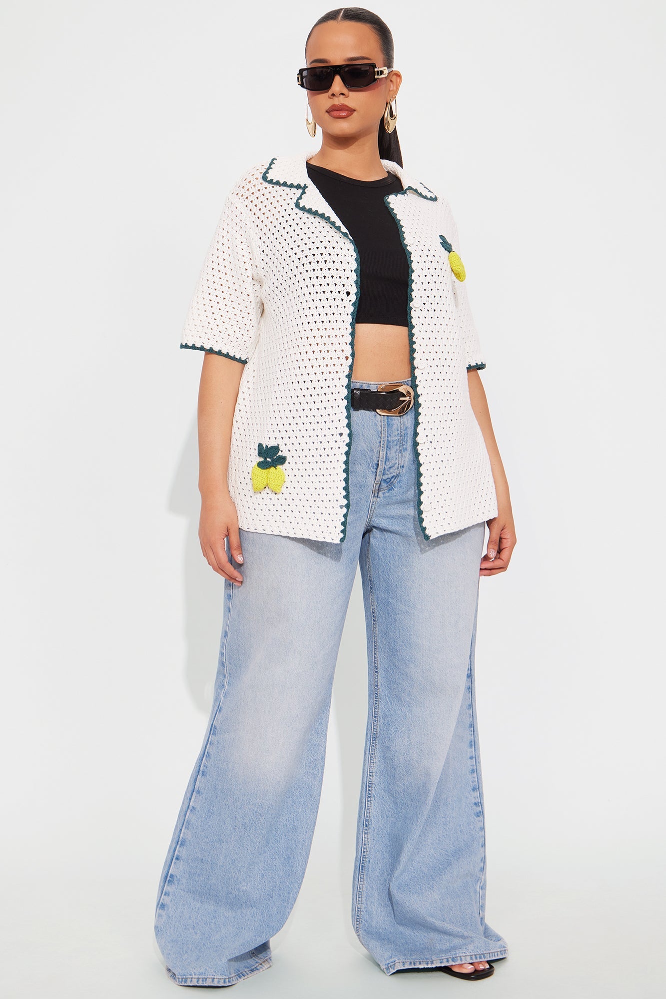 Give Me Lemons Crochet Shirt - White/combo