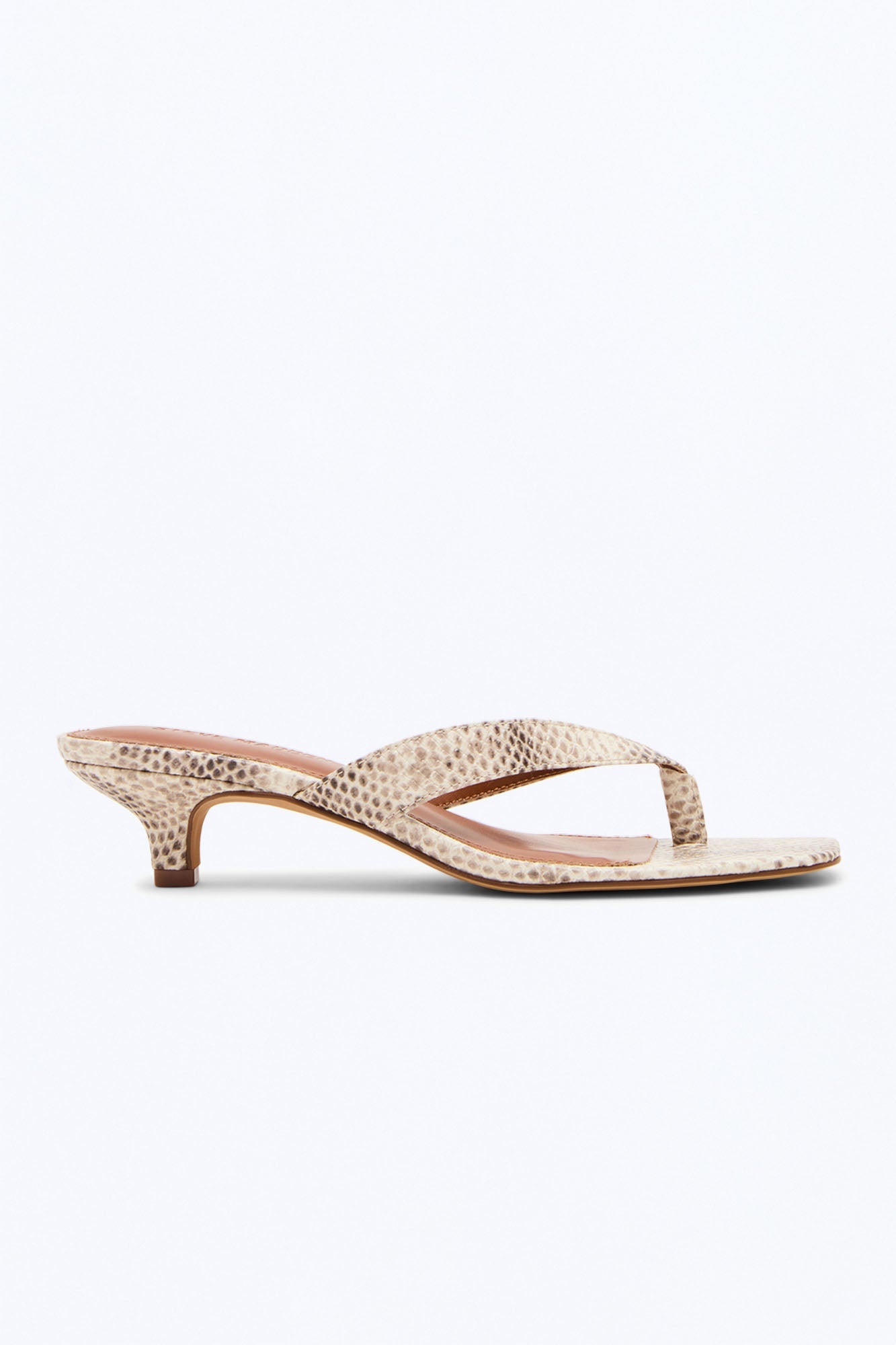 Steve Madden Tracie Snake Thong Kitten Heels - Natural/Combo