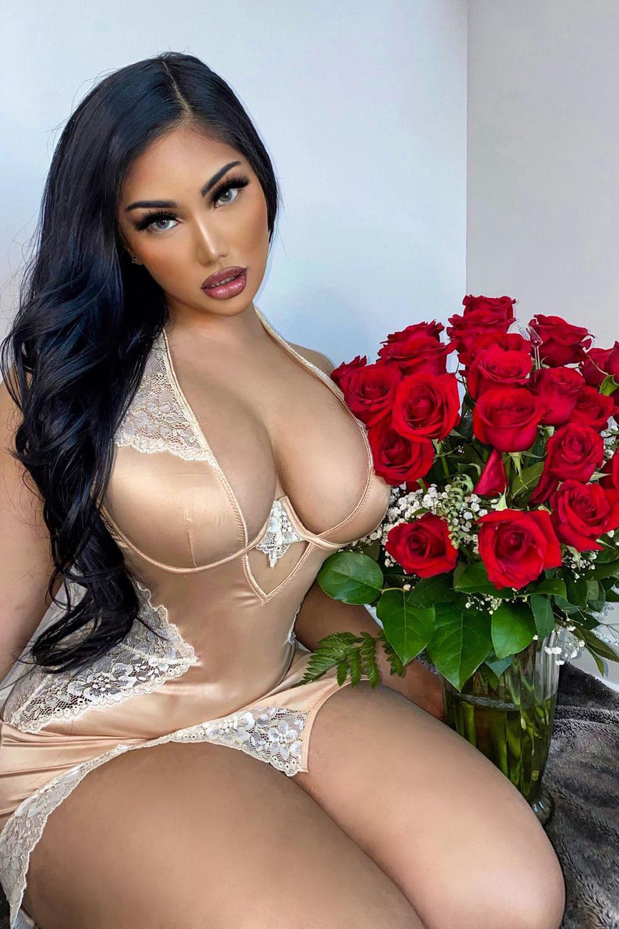 Soft Kisses Satin Babydoll - Gold