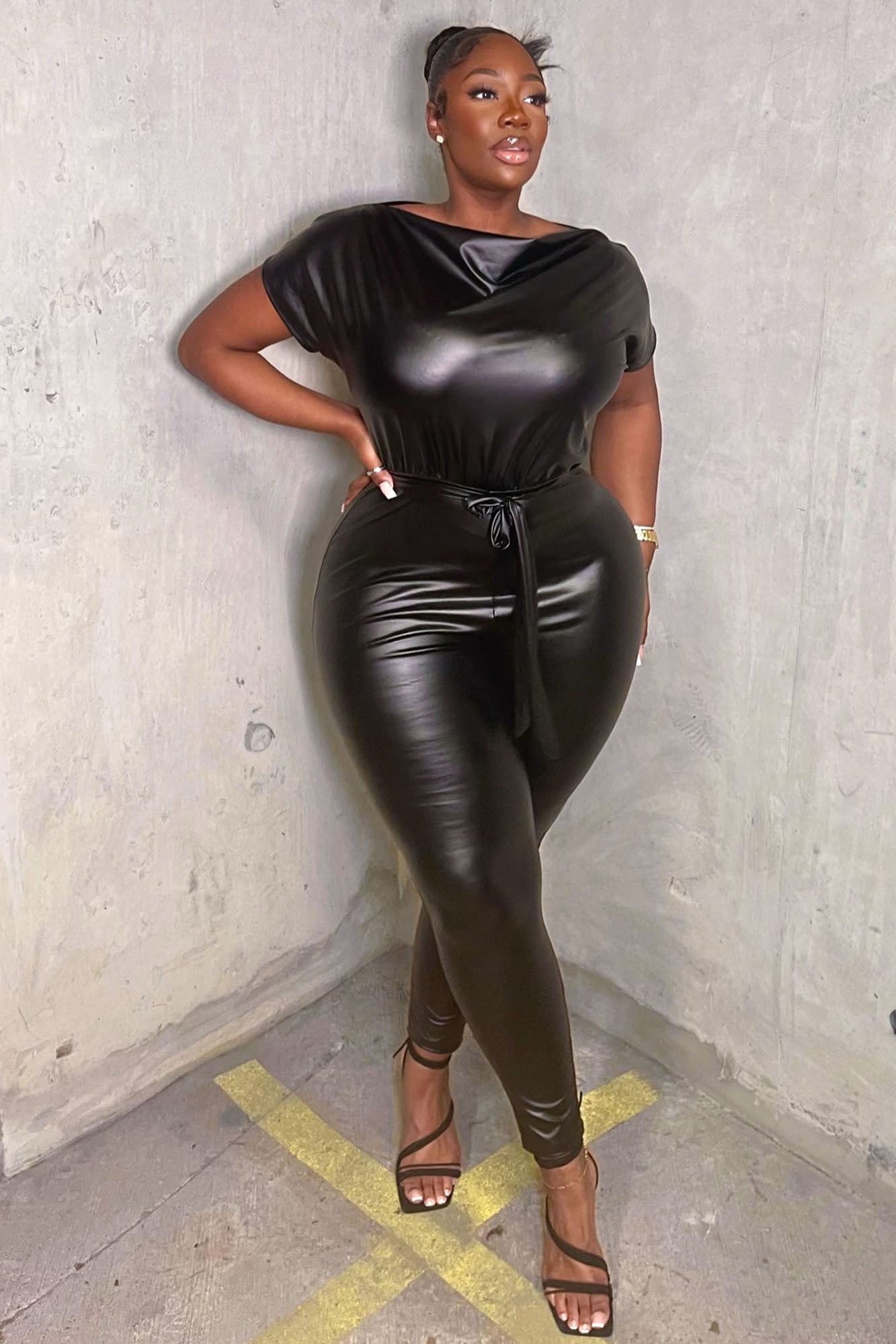 Want You Back PU Jumpsuit - Black