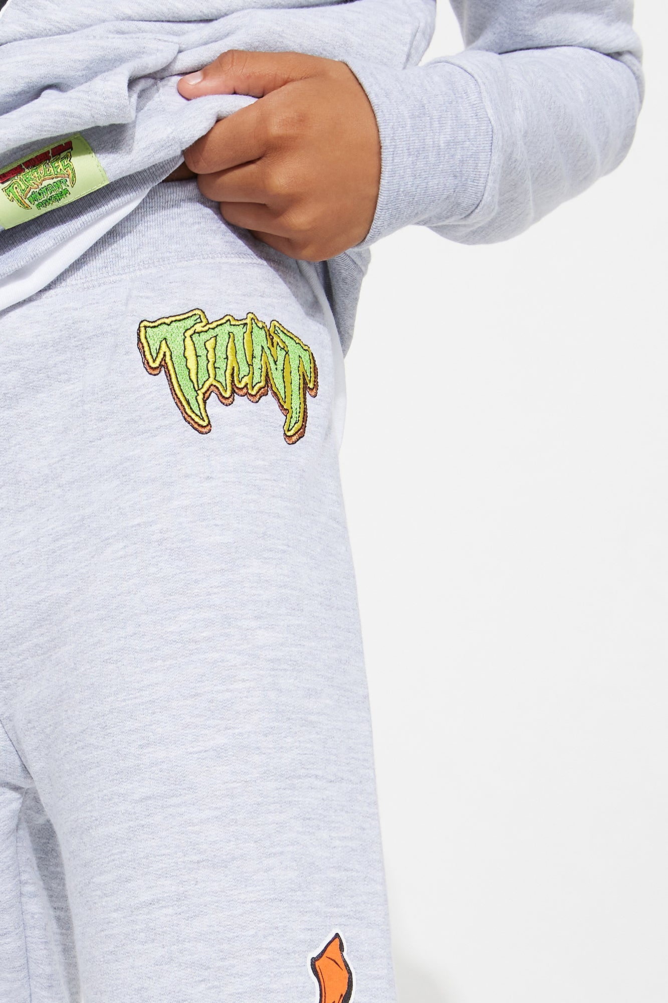 Mini TMNT Graffiti Embroidered Fleece Jogger Set - Heather Grey
