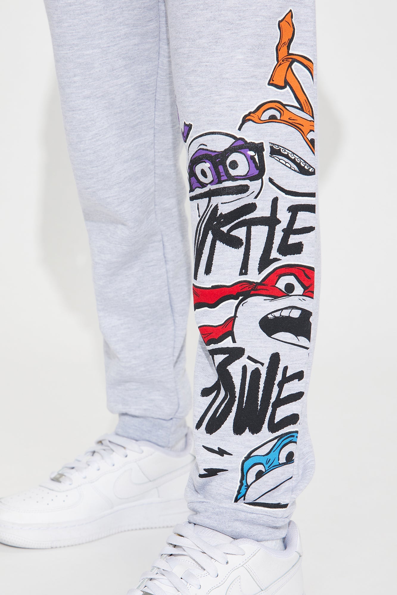 Mini TMNT Graffiti Embroidered Fleece Jogger Set - Heather Grey