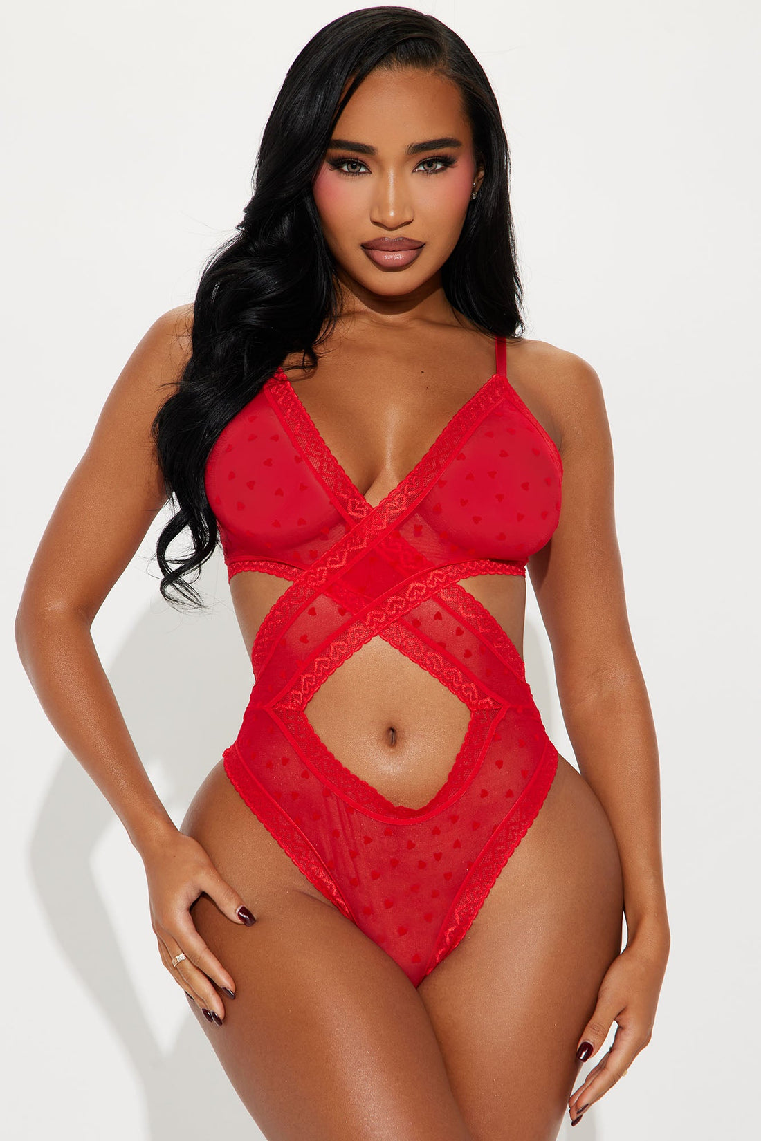 Tatiana Heart To Heart Mesh Teddy - Red
