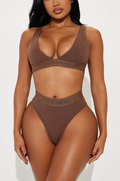FN Mood Triangle Bralette And Panty Set - Chocolate
