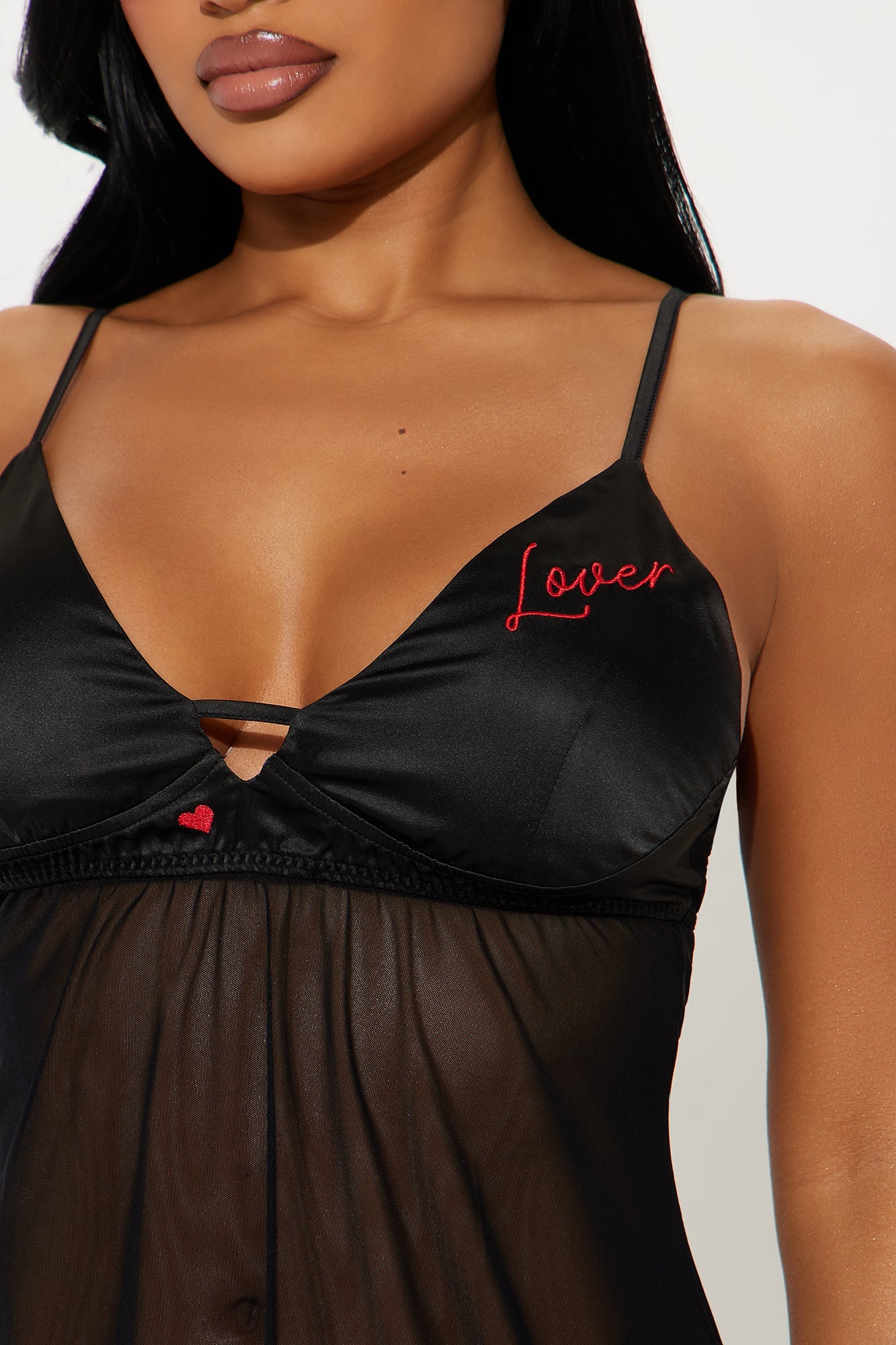 Gabrielle Be My Lover Embroidered Babydoll - Black