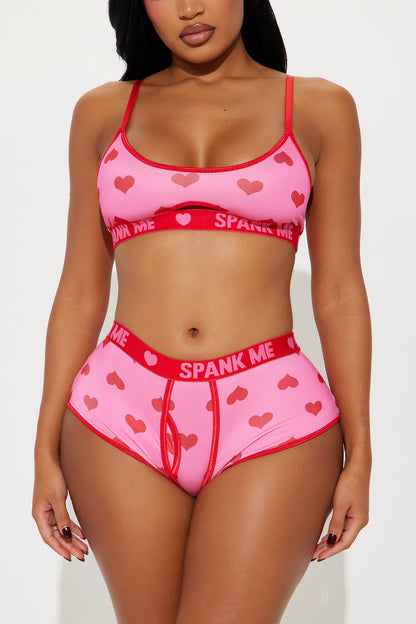 Kayla Heart Breaker Boxer 2 Piece Set - Pink/combo