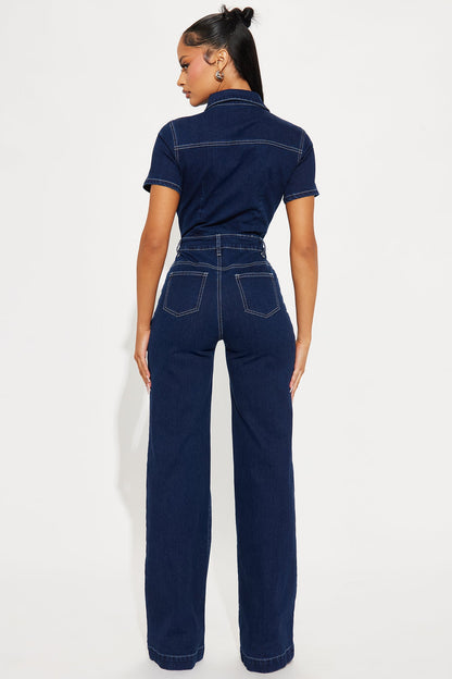 Adrianna Denim Jumpsuit - Dark Wash