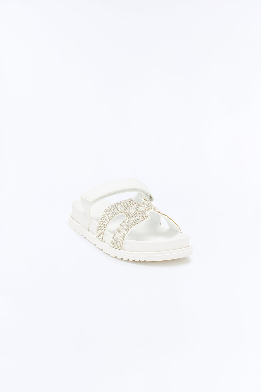 As I Go Embellished Casual Slides - White