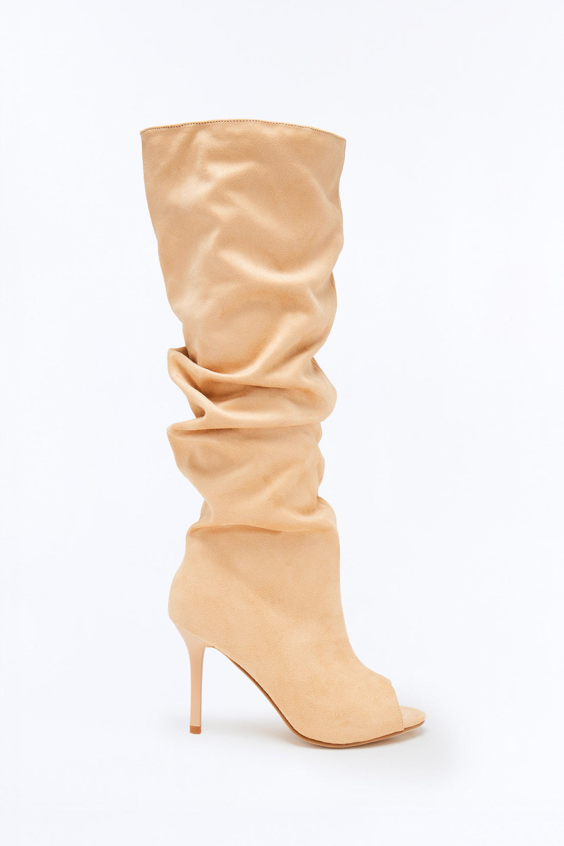 Bellajane Ruched Peep Toe Boots - Sand