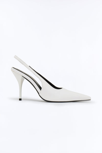 Devilish Patent Slingback Pumps - White