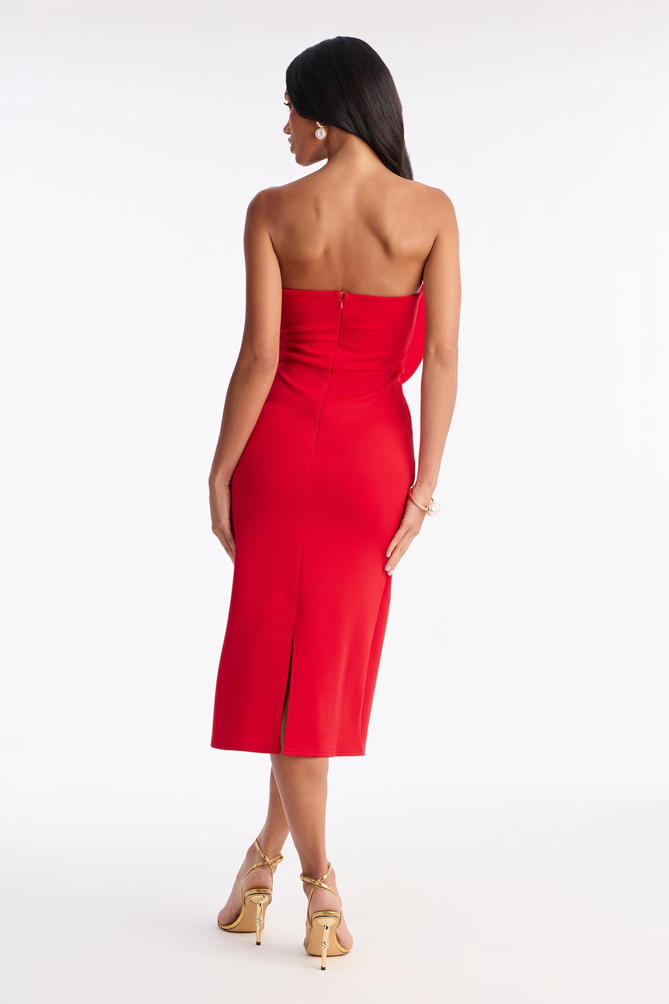 Taryn Twist Scuba Midi Dress - Red