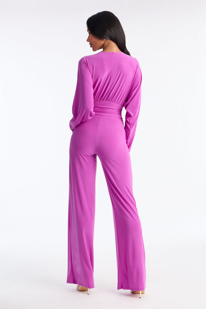 Anabel Draped Straight Leg Jumpsuit - Magenta