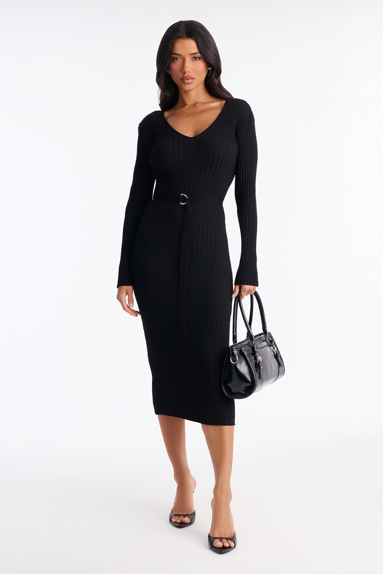 Autumn Calls Sweater Midi Dress - Black
