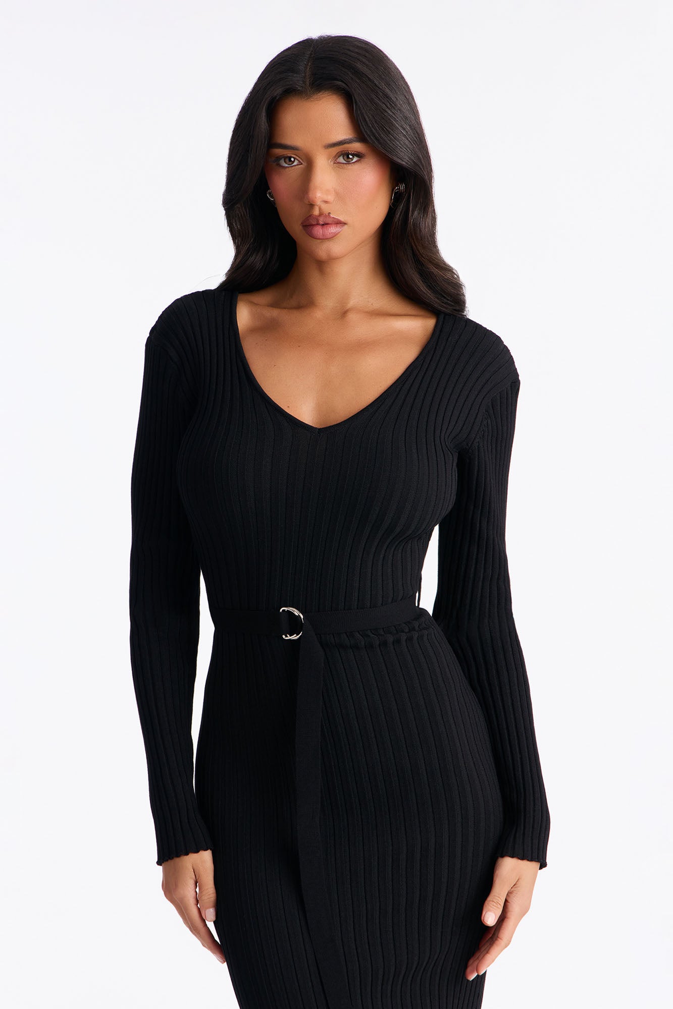 Autumn Calls Sweater Midi Dress - Black