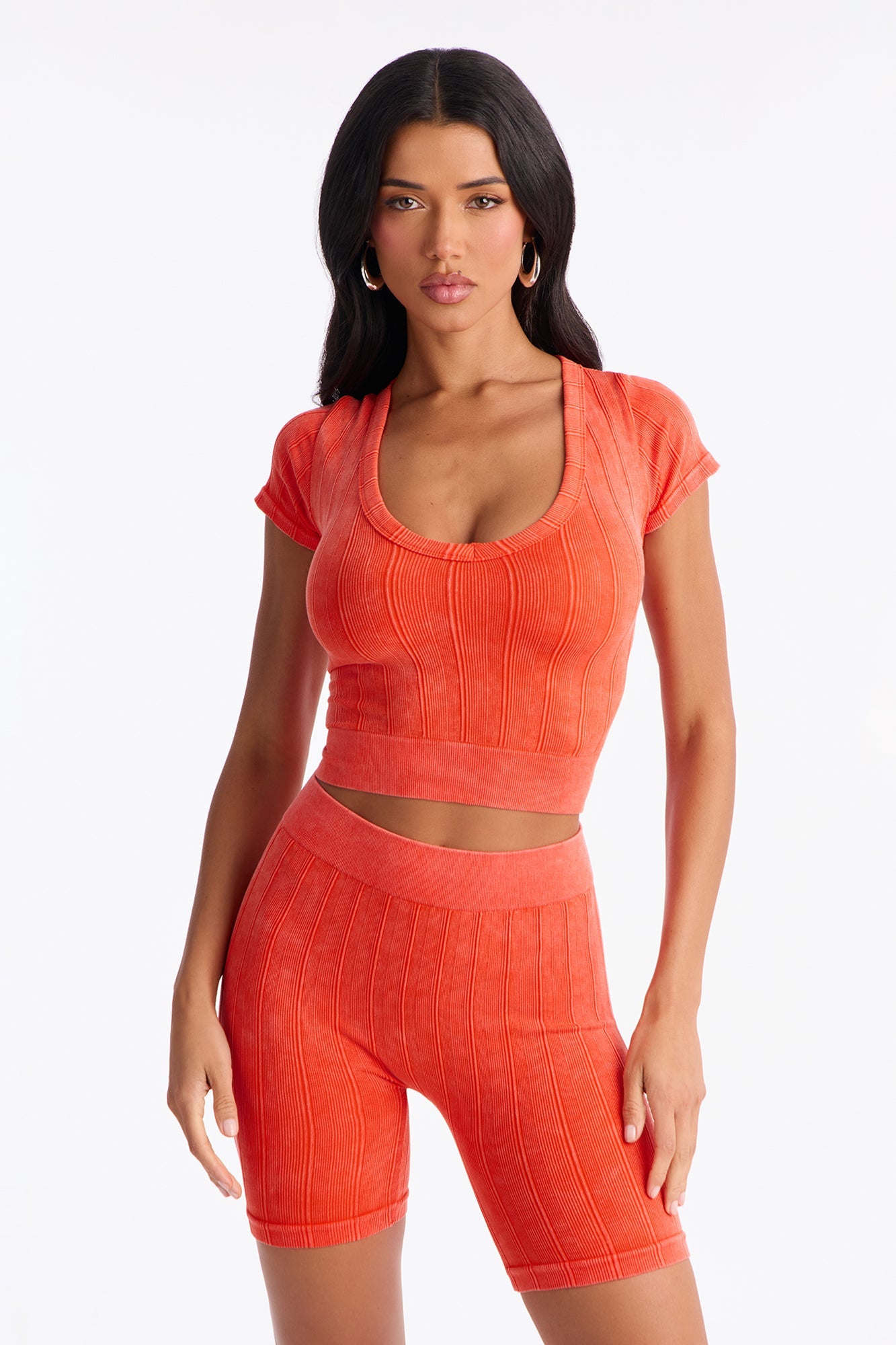 Alisha Seamless Biker Short Set - Orange