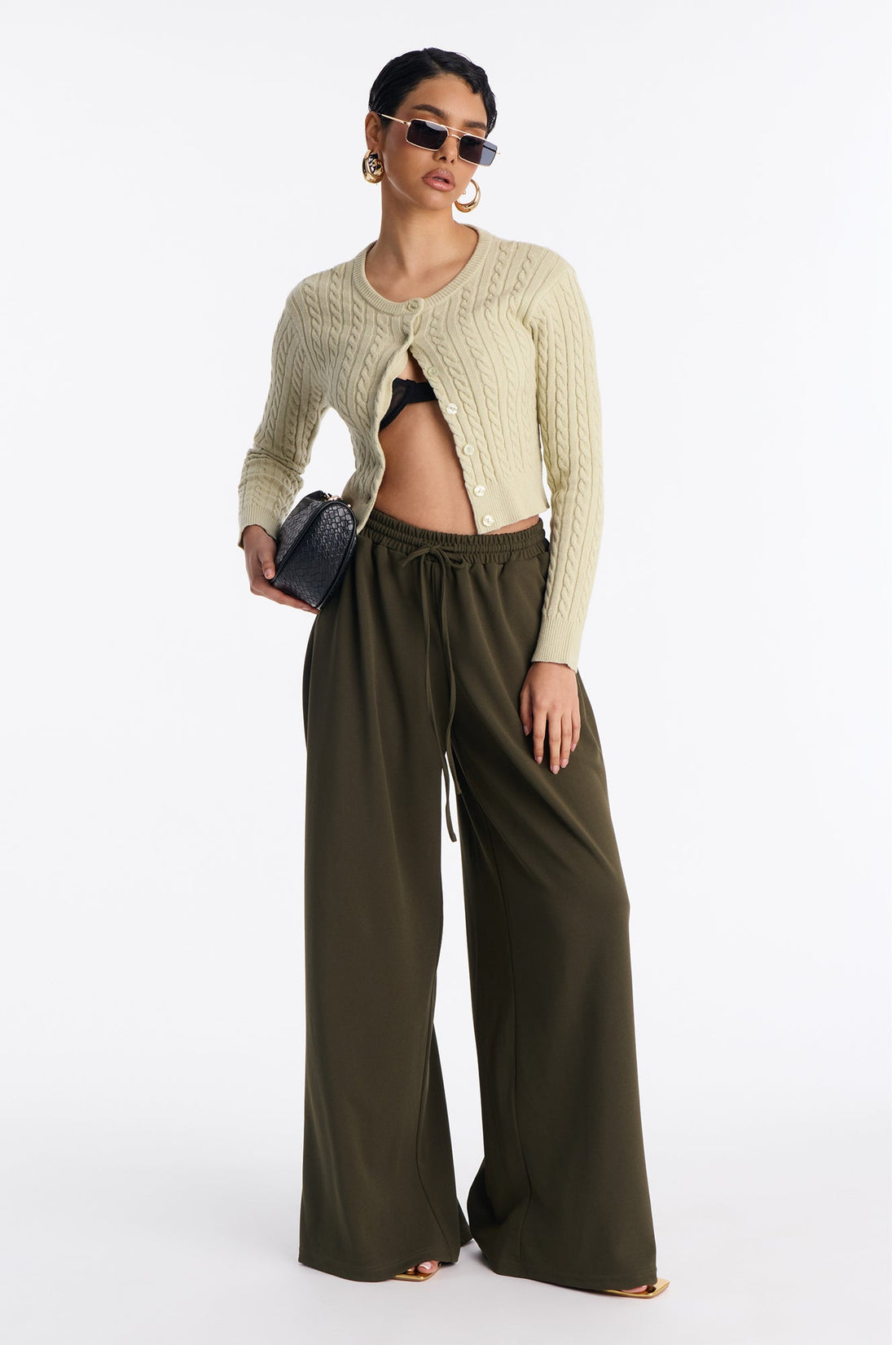 Elowen Cable Knit Cardigan - Sage