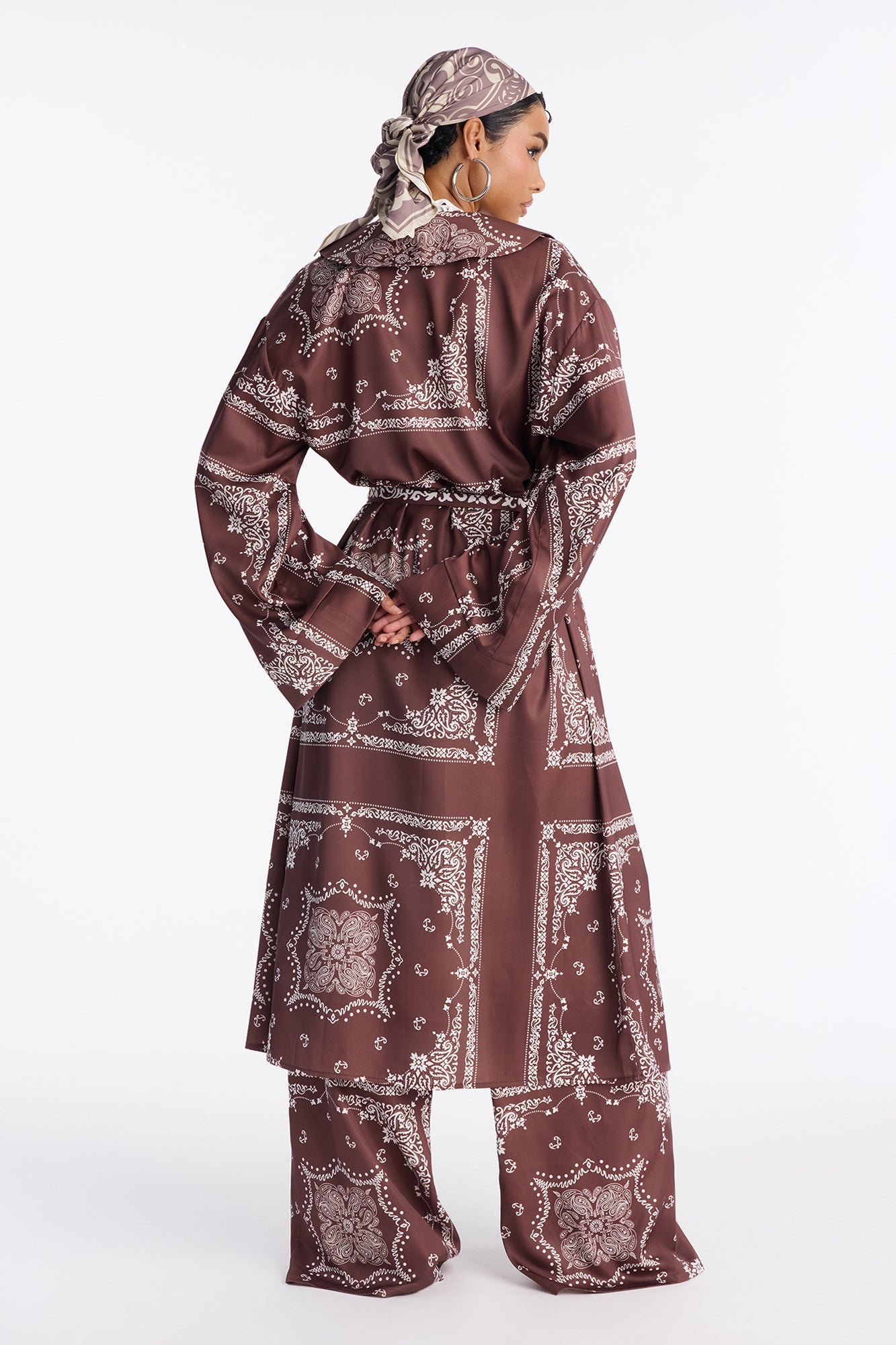 Breanna Bandana Print Pant Set - Brown
