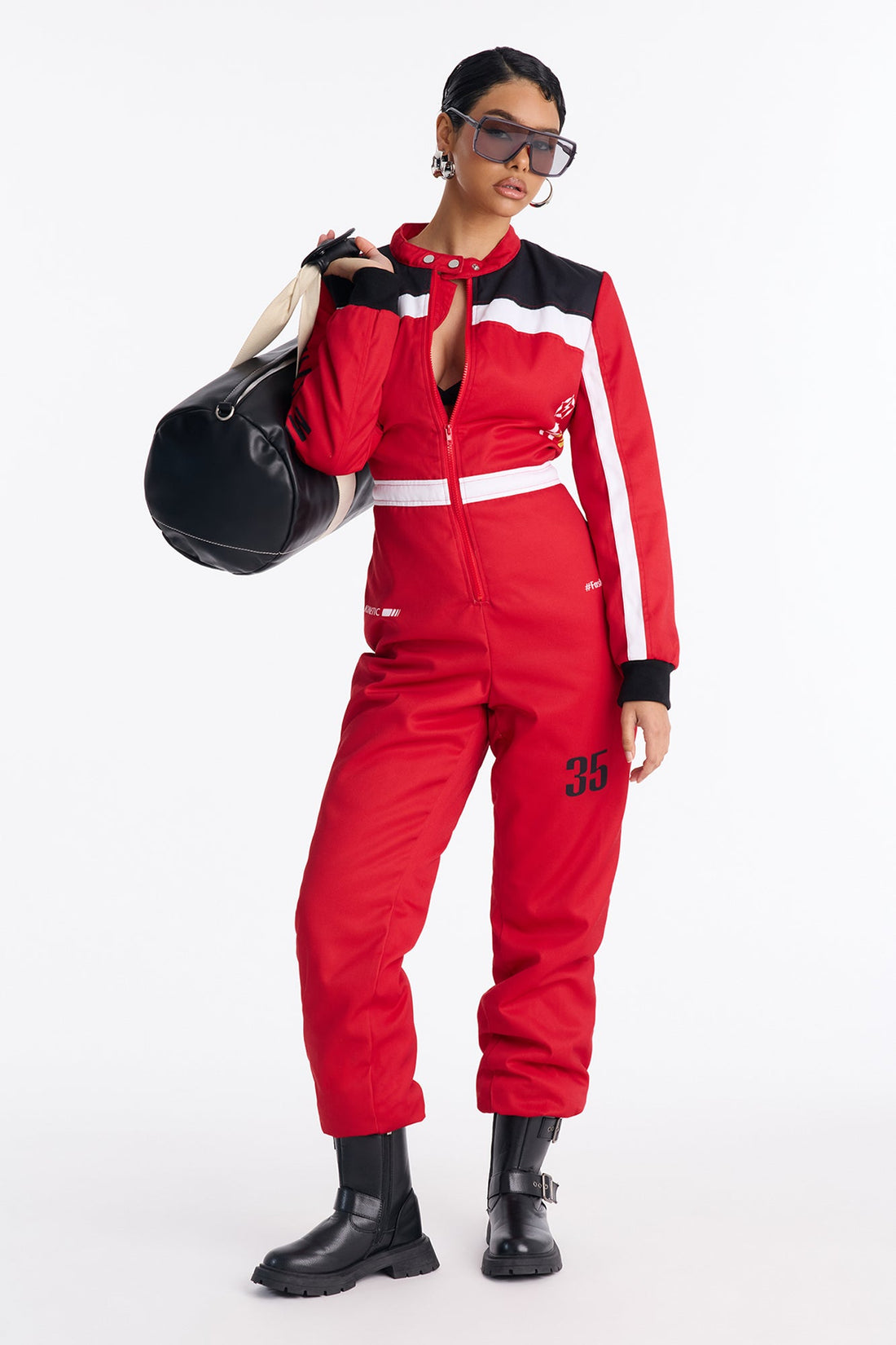 Ready To Race Jogger Leg Jumpsuit - Red
