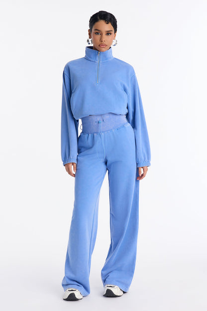 Lizel Washed Wide Leg Pant Set - Blue