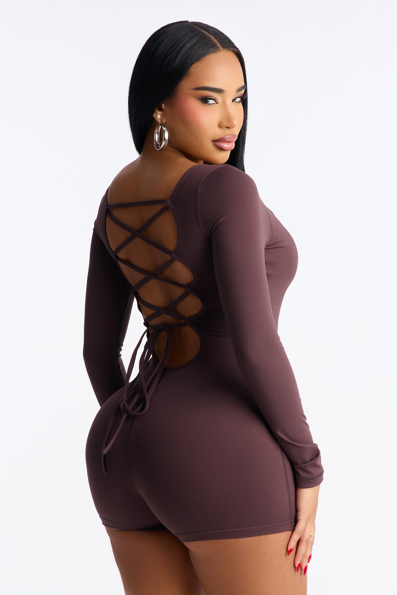 Ready To Move Tie Back Romper - Brown