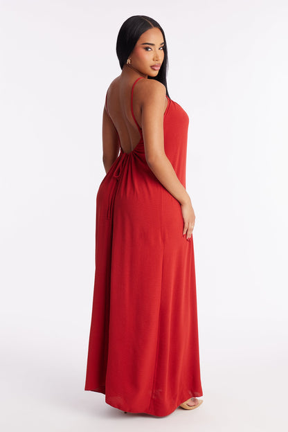 On Chill Mode Scoop Back Maxi Dress - Rust
