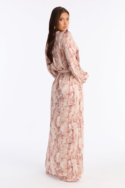 Stassi Snake Print Wide Leg Jumpsuit - Pink