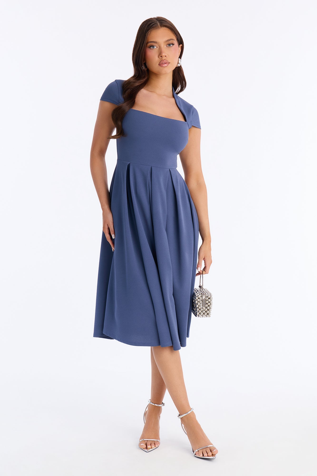 Oakley Pleated Midi Dress - Denim