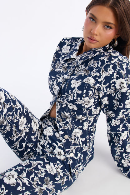 Play Nice Floral Pant Set - Navy/combo