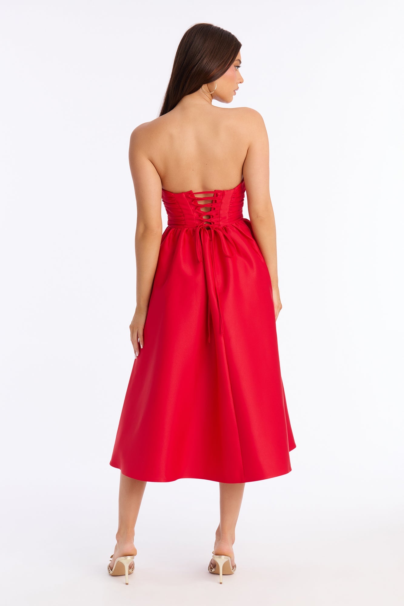 Sweet Like Me Taffeta Midi Dress - Red