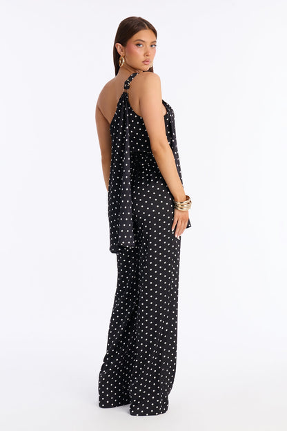 Spot On Satin Wide Leg Jumpsuit - Black