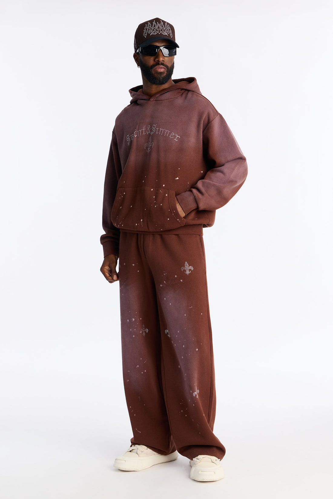 Saints And Sinners Distressed Hoodie - Brown