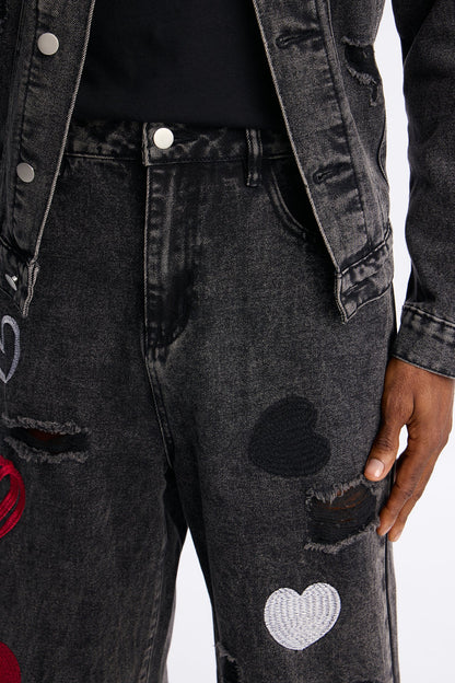 Baggy Hearts In The Air Jean - Black Wash