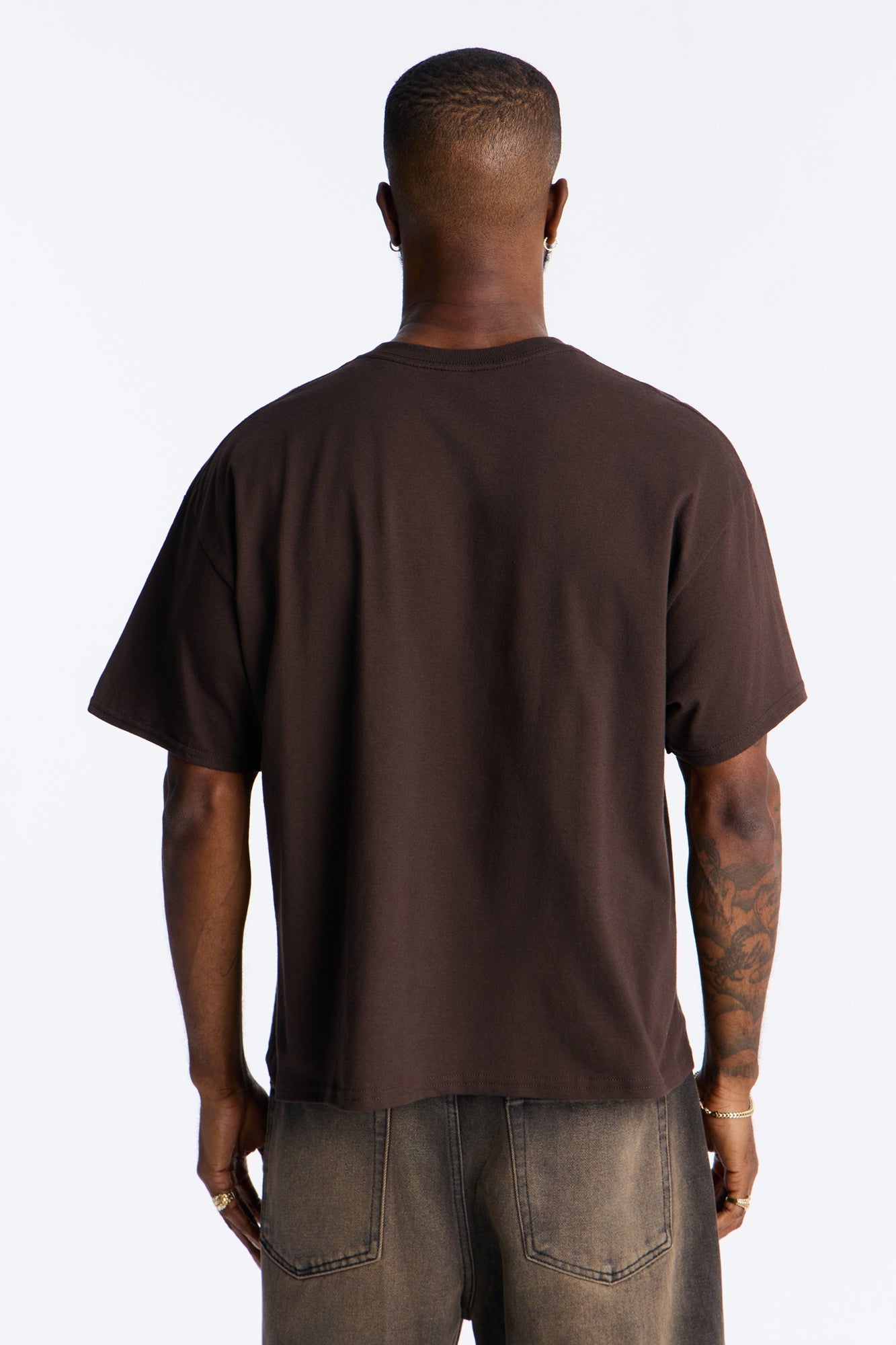 Diana Ross Foil Print Boxy Short Sleeve Tee - Brown