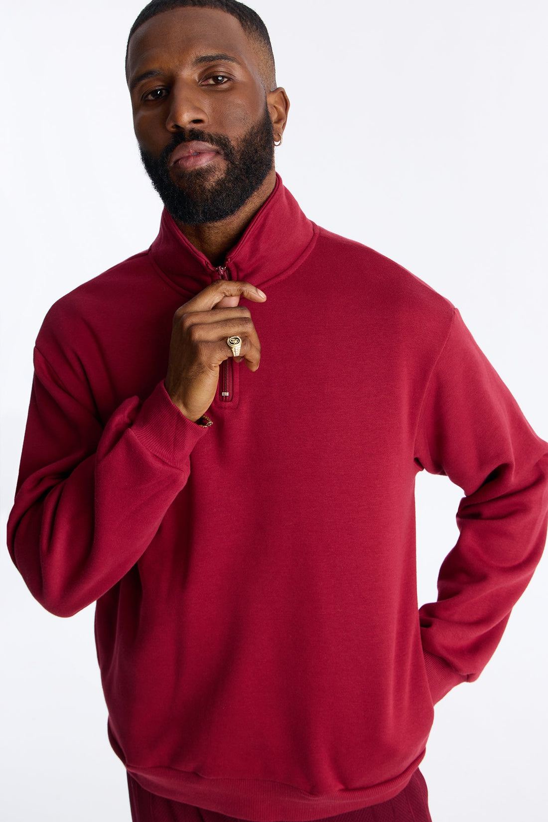 Built For Success Quarter Zip Sweatshirt - Burgundy