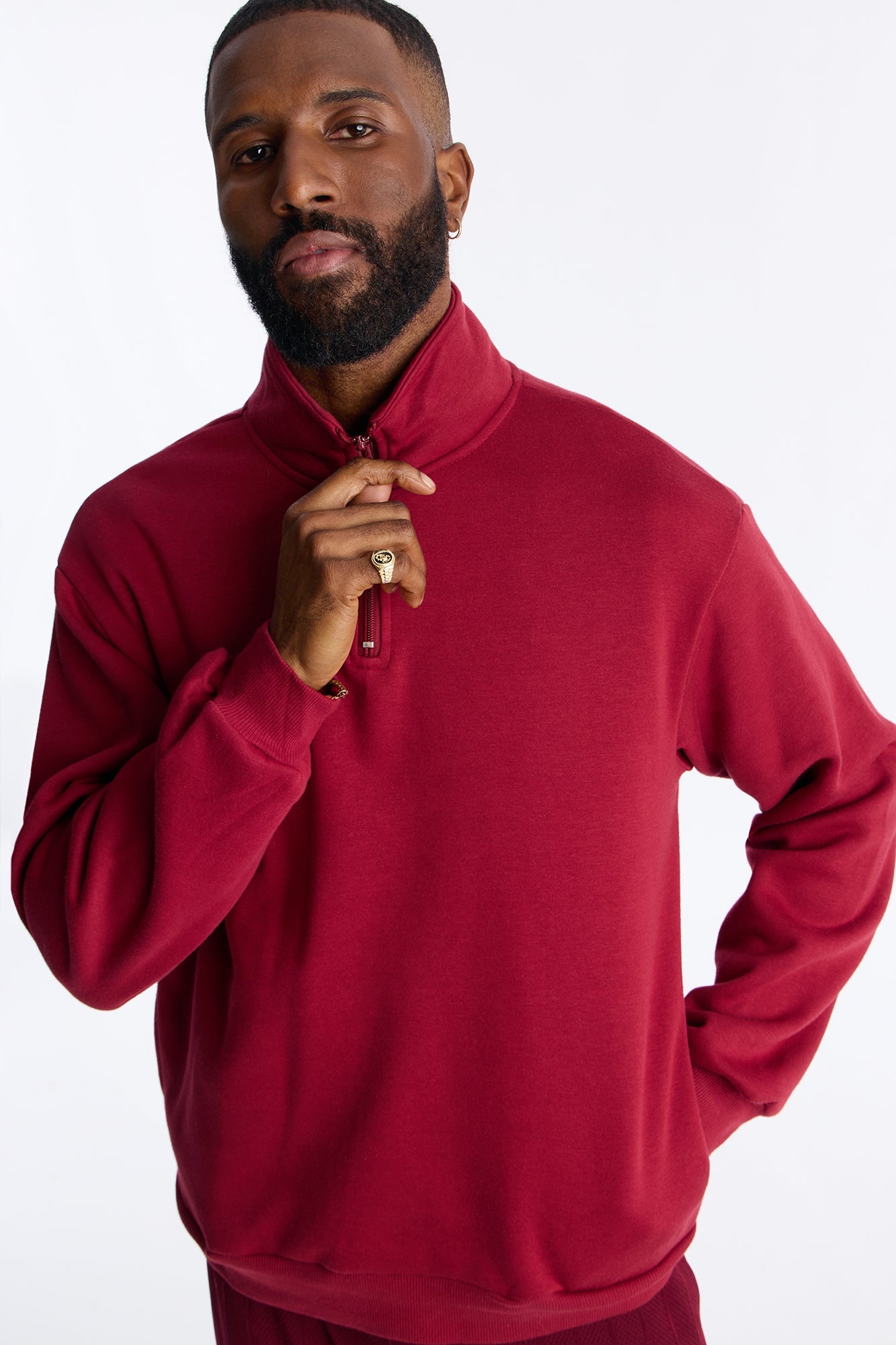 Built For Success Quarter Zip Sweatshirt - Burgundy