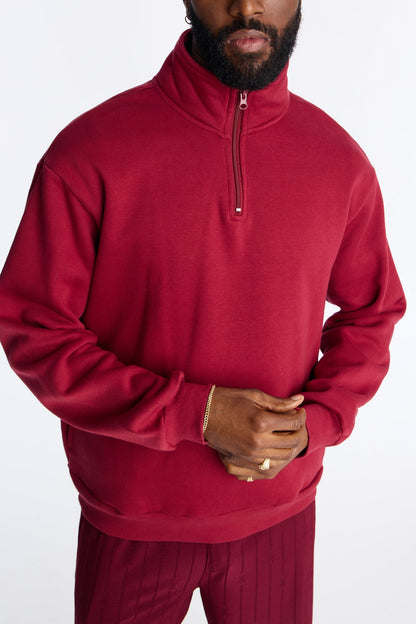Built For Success Quarter Zip Sweatshirt - Burgundy
