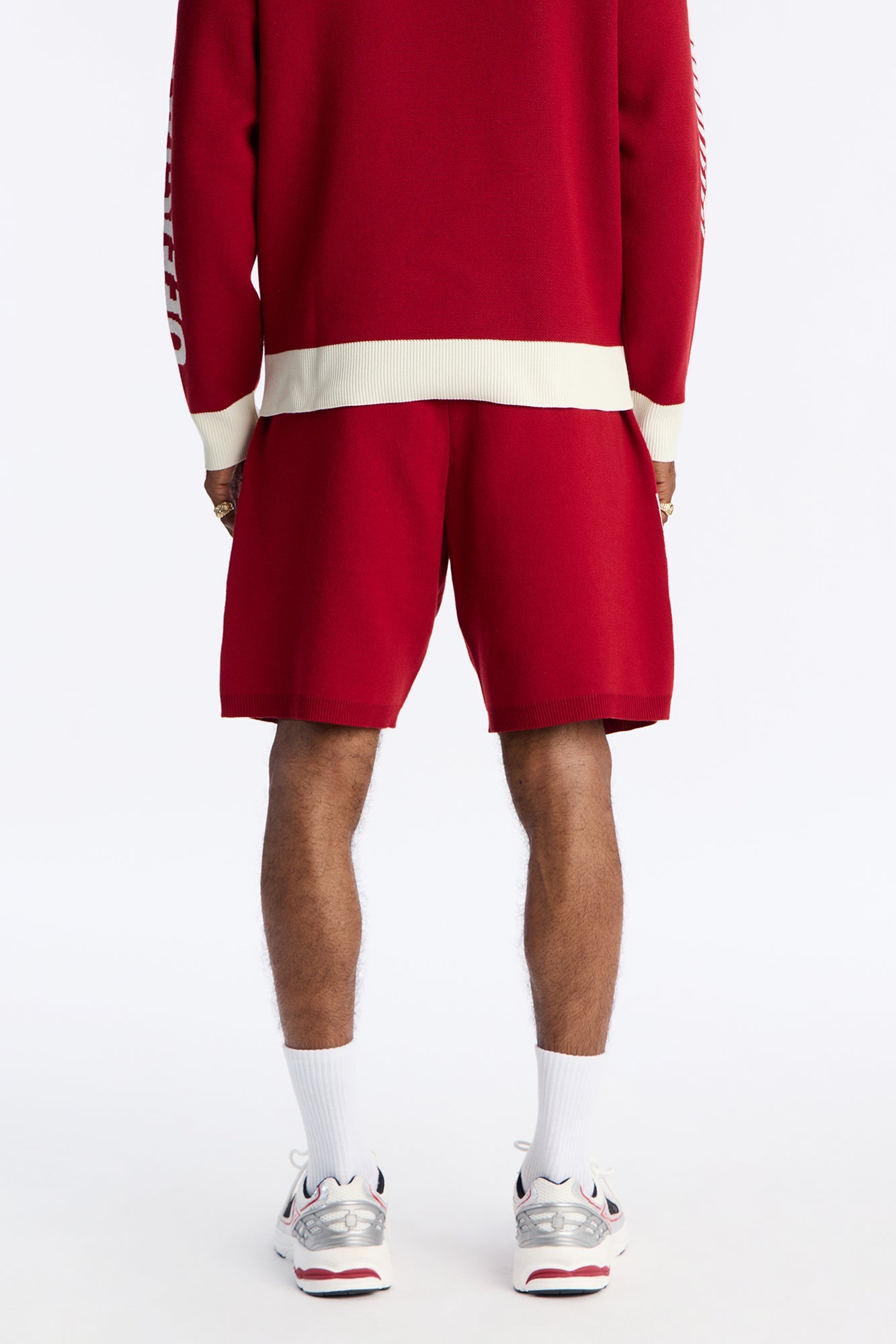 Retro Moto Stripe Sweater Short - Red