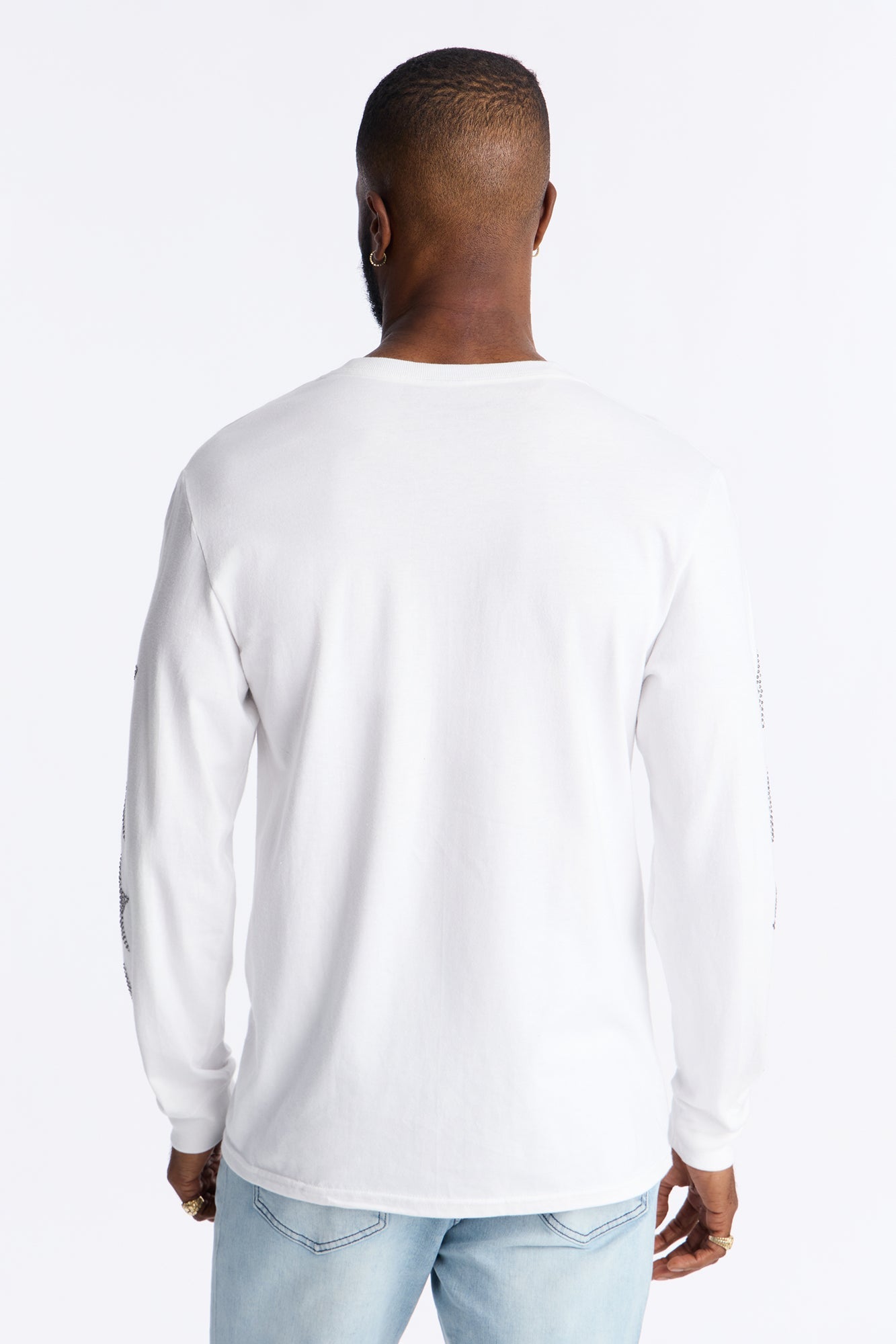 Saint Star Of The Show Rhinestone Long Sleeve Tee - White