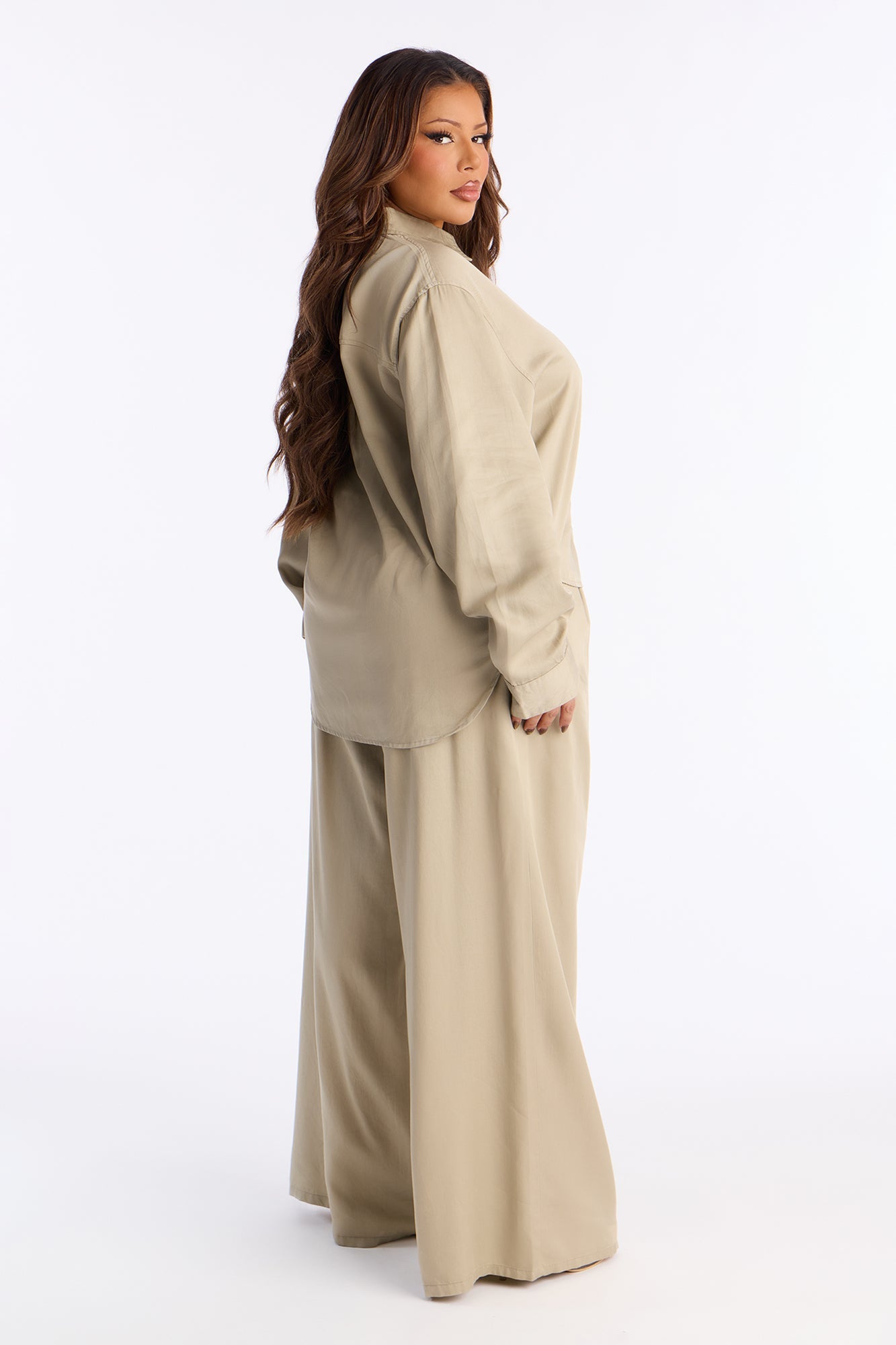 Runway Vibes Wide Leg Pant Set - Olive