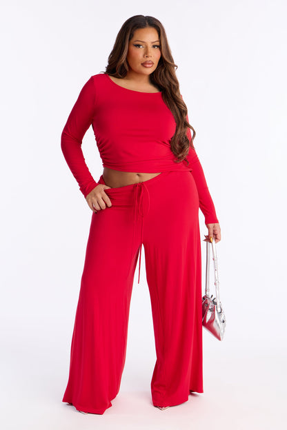 Zendaya Wide Leg Pant Set - Red