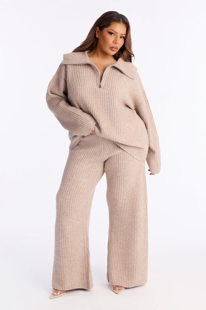 Monroe Slouchy Sweater Pant Set - Taupe
