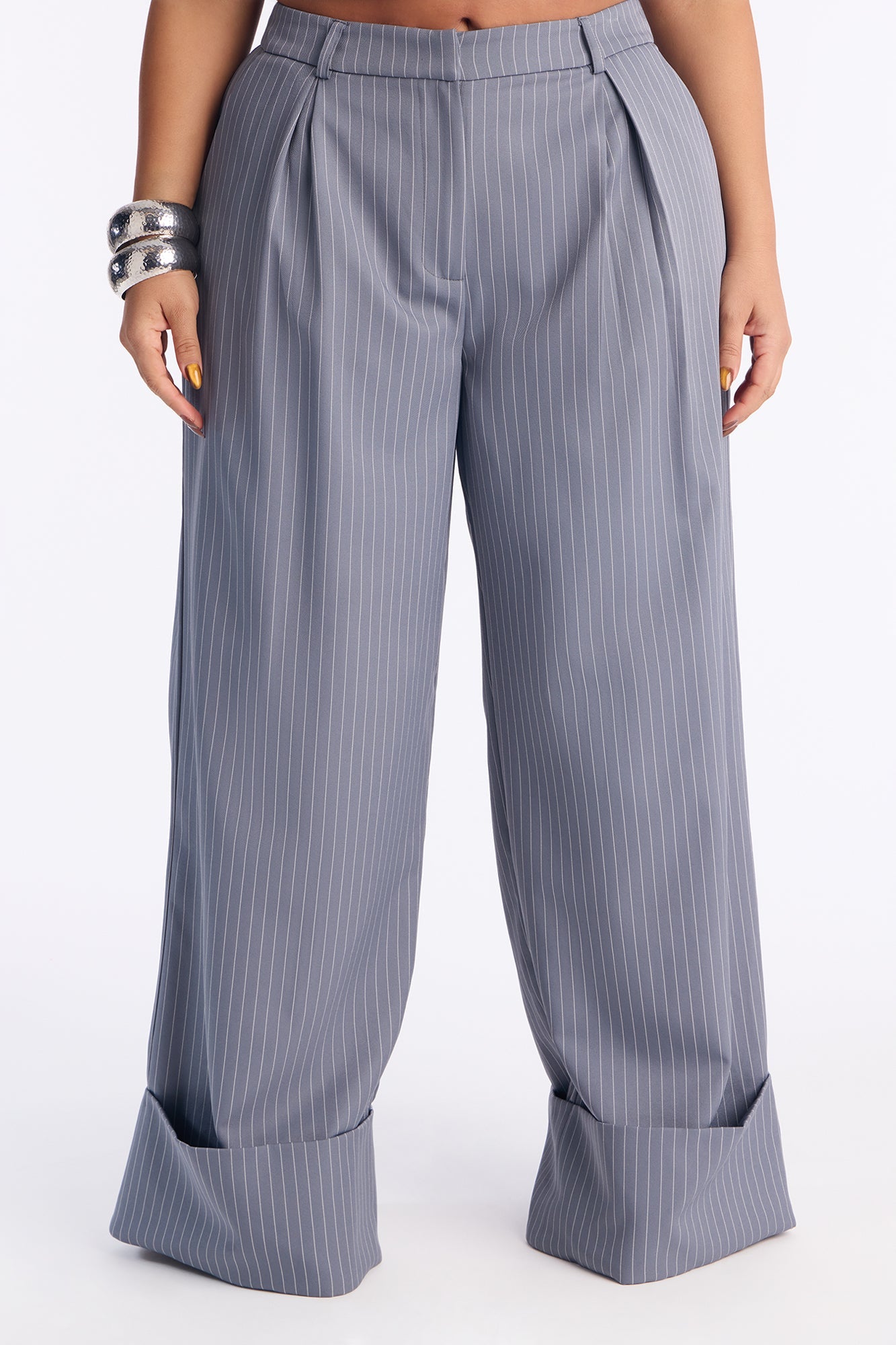 Timeless Straight Leg Pinstripe Trouser 34″ - Grey/combo